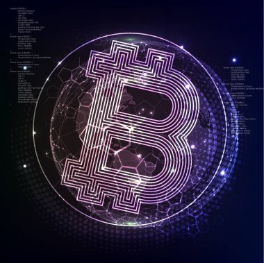 Küresel soyut Bitcoin Kripto Döviz Alım Blockchain teknoloji