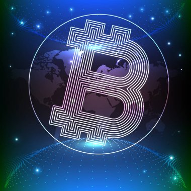 Bitcoin vektör çizim arka plan bağlı internet ile