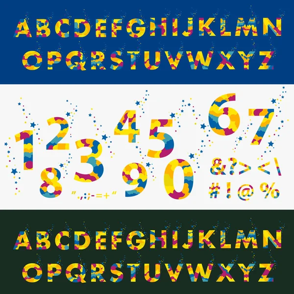 Stilisierte Farbschrift und Alphabet — Stockvektor