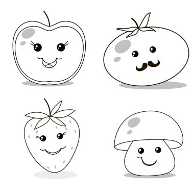 Coloring book with cartoon fruits 1 - vector illustration. vector