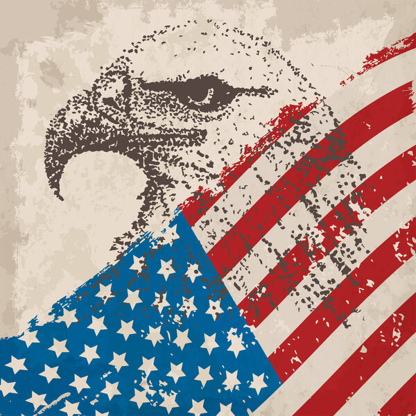 American patriotic eagle in grunge style. EPS 10