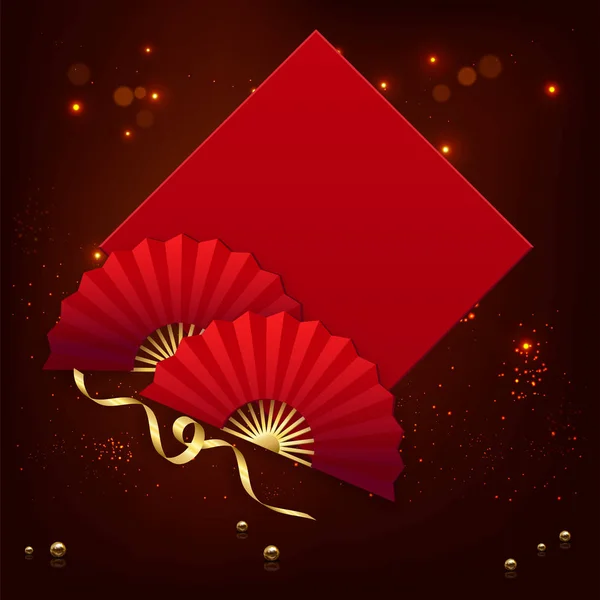 Oriental chinois Nouvel An Élément vectoriel Design. Ventilateur et bonne année 2020 Salutations . — Image vectorielle