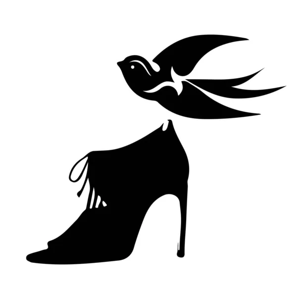 Black shoes. emale shoes. Vector. Print for womens clothing. — 스톡 벡터