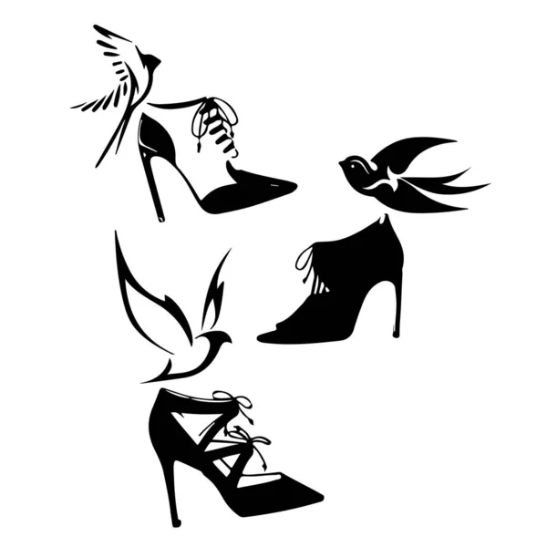 Набор икон женской обуви. вектор — стоковый вектор