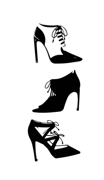 Gambar sepatu wanita di latar belakang putih, ilustrasi vektor eps10 - Stok Vektor