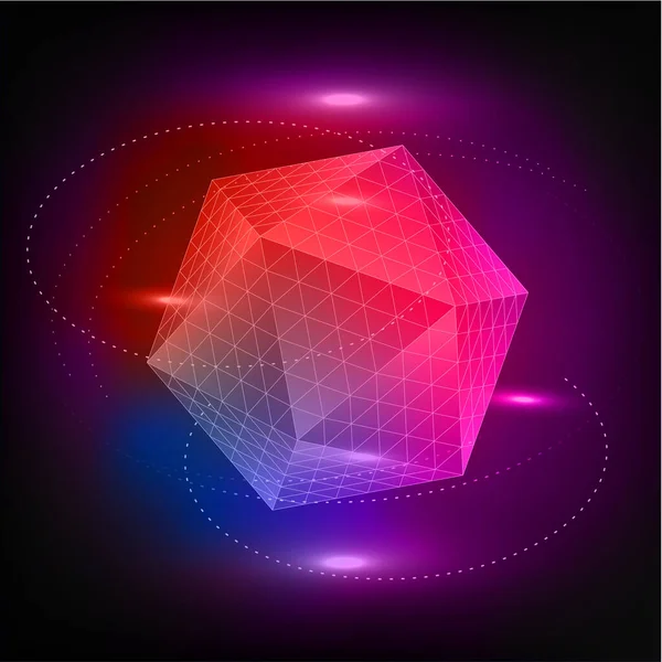 Símbolo futurista de la alquimia esotérica, Icosaedro Sólido platónico. Geometría sagrada, elemento gráfico. geometría ilustración 3d . — Vector de stock