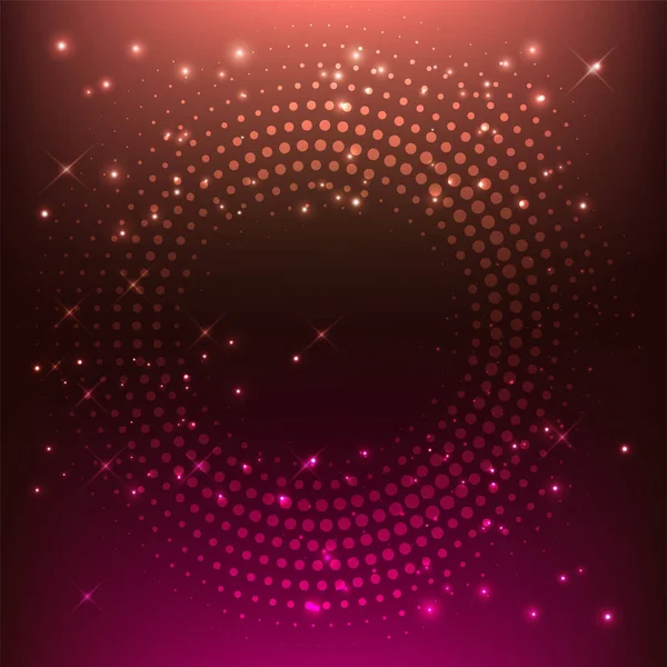 Fondo abstracto virtual con partícula, estructura molecular. Líneas rosadas brillantes - Fondo vectorial . — Vector de stock