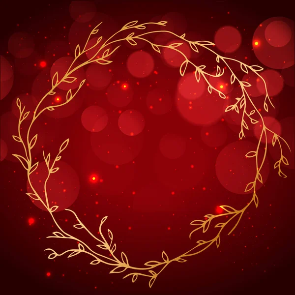 Кругла Золота Рамка Квітів Червоному Оксамитовому Фоні Розкішні Дизайни Векторна — стоковий вектор