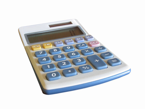 Солнечный калькулятор изолирован на белом фоне

