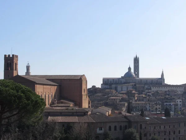 Panorama Siena Metropolitan Cathedral Saint Mary Assumption Basilica San Domenico — Stock Photo, Image