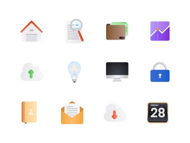 Büyük simge seti. Renkli yarı düz simgeler paketi için harika ve stil web ya da mobil uygulaması tasarım.