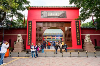 Hong Kong - Dectember 17, 2017: Hacılar Sha Tin, Hongkong Che Kung taoist tapınakta. Taoizm inanç esas olarak Çince-konuşma olarak uygulandığı özel bir yoldur