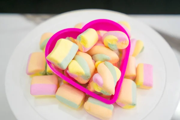 Closed up of colorful pastel marshmallows. Sweet Treats for Vale — Stock Photo, Image