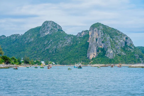 Fischerboote Stehen Khlong Wan Gebiet Prachuap Khiri Khan — Stockfoto