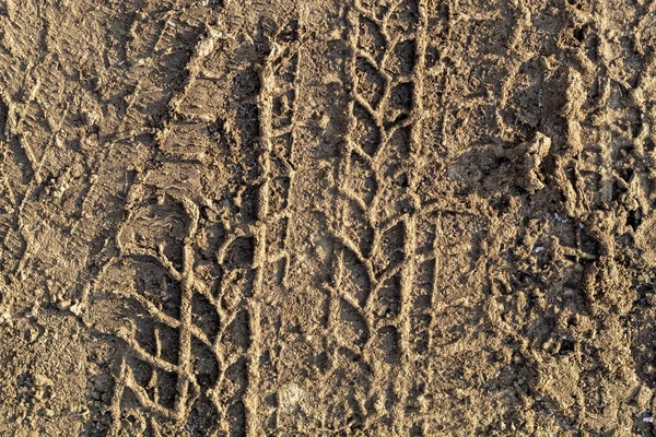 Texture Tyre Tracks Frozen Soil — Stock Photo, Image