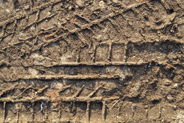 Texture Tyre Tracks Frozen Soil — Stock Photo, Image