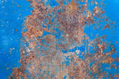 Mavi Boyalı Paslı Metal Doku