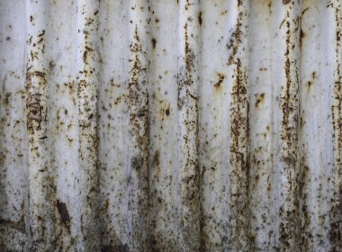 Paslı Eski Yıpranmış Beyaz Boyalı Metal Doku