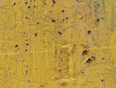 Sarı Boyalı Yıpranmış Metal Çizik Doku