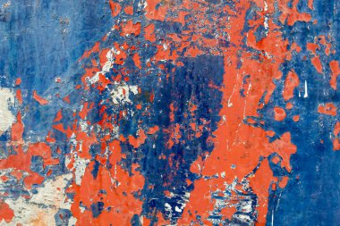 Kırmızı Mavi Eski Yıpranmış Beton Duvar dokusu