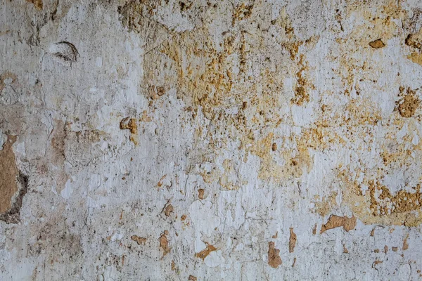 旧的湿白色粉刷混凝土墙体结构 — 图库照片