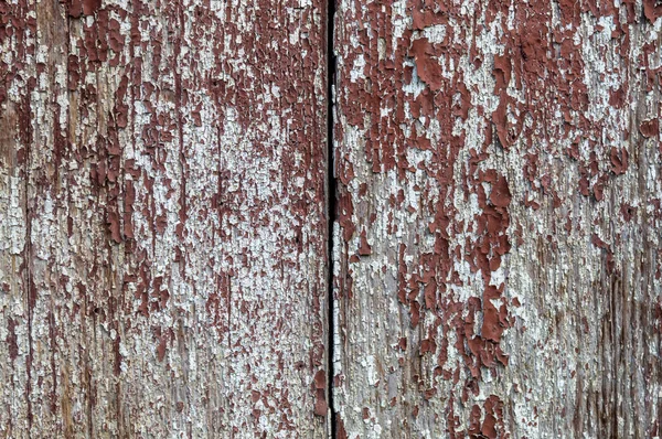 Red Painted Old Weathered Peeling Wood Textuur — Stockfoto