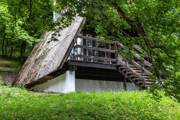 Bellissimo Campeggio Stile Svizzero Nella Foresta — Foto Stock