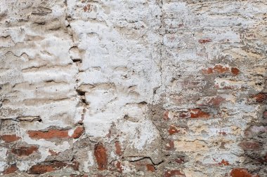 Eskimiş Tuğla Duvar dokusu Beyaz Boyalı Malzeme ile kaplı