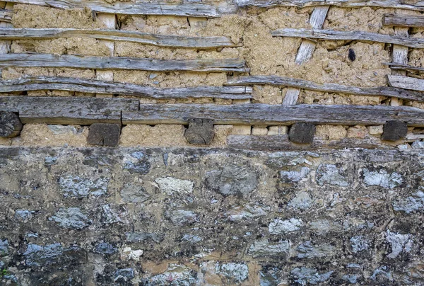 Antigua Casa Erosionada Pared Barro — Foto de Stock