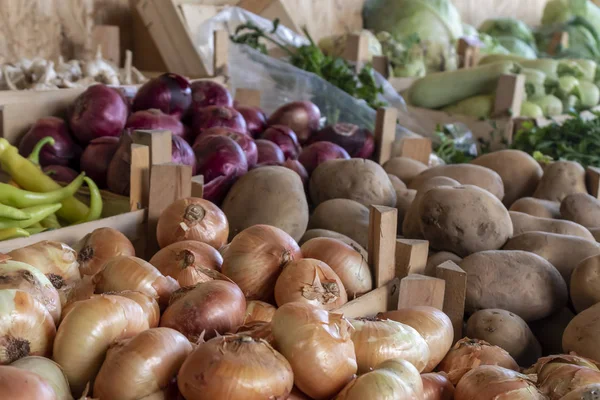 Küçük Sırp Çiftçi Pazarı 'nda Soğan, Lahana, Patates