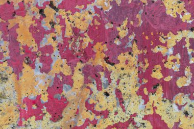 Kırmızı ve Sarı Boyalı Eski Yıpranmış Beton Duvar dokusu