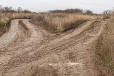 Kuru Çatlamış Toprak Yol İki Tarafa Ayrılıyor