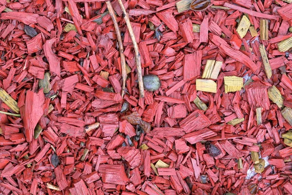 Tekstura Stworzona Przy Użyciu Małych Czerwonych Kawałków Drewna — Zdjęcie stockowe