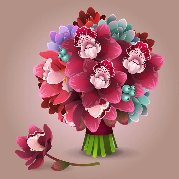 Cor flores buquê 2 — Vetor de Stock