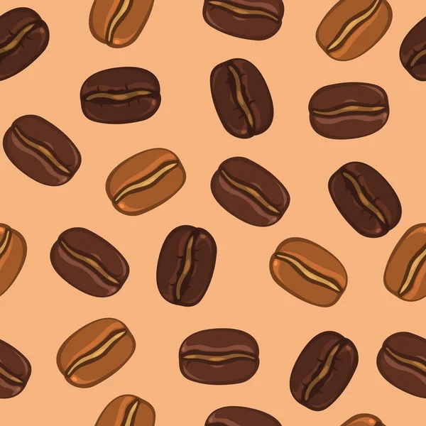 Illustration Dark Light Coffee Beans Pattern Light Background — Stock Vector