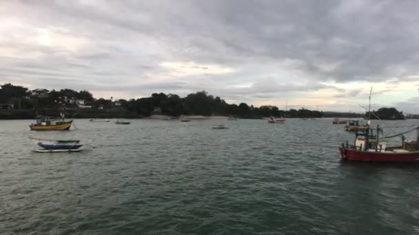 Weligama Sri Lanka Mar Calma Los Barcos Mañana — Vídeo de stock