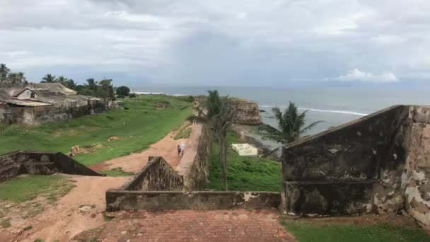 Галле Шрі Ланка Головна Стіна Верхньої Частини Фортеці Виходить Море — стокове відео