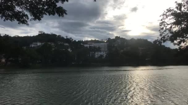 Kandy Sri Lanka Zonsondergang Het Meer — Stockvideo