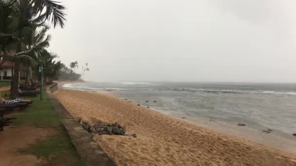 Hikkaduwa, Sri Lanka, Oceano Índico com praia. Vista mar . — Vídeo de Stock