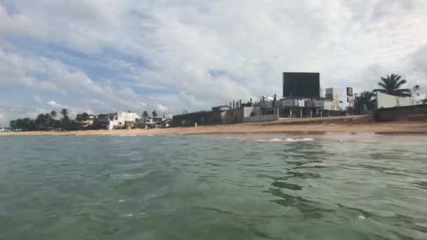 Hikkaduwa, Sri Lanka, Indian Ocean coast view from the sea — 图库视频影像