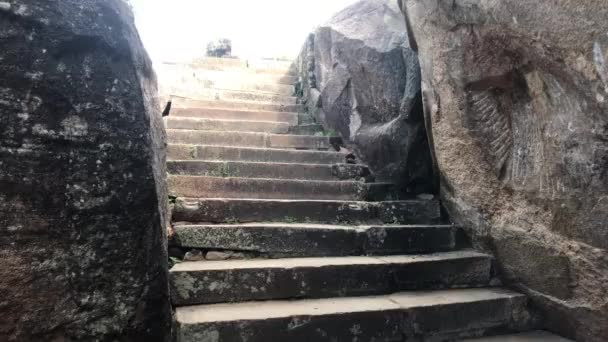 Anuradhapura, Sri Lanka, mağaranın içinde bir merdiven. — Stok video