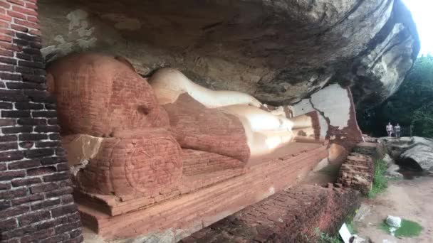 Sigiriya, Sri Lanka, 23 novembre 2019, Buddha nella roccia con turista — Video Stock