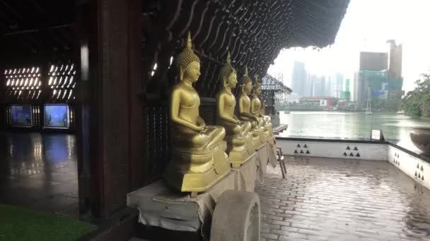 Colombo, Σρι Λάνκα, 22 Νοεμβρίου 2019, 61 Sri Jinarathana Rd, Gangaramaya Temple side view of the Buddhas — Αρχείο Βίντεο