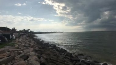 Negombo, Sri Lanka, rocky embankment near the fish market