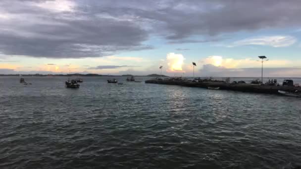 Weligama, Sri Lanka, porto com escunas de pesca — Vídeo de Stock