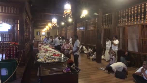 Kandy, Srí Lanka, 20. listopadu 2019, Srí Dalada Maligawa turisté čekají na začátek ceremoniálu část 2 — Stock video