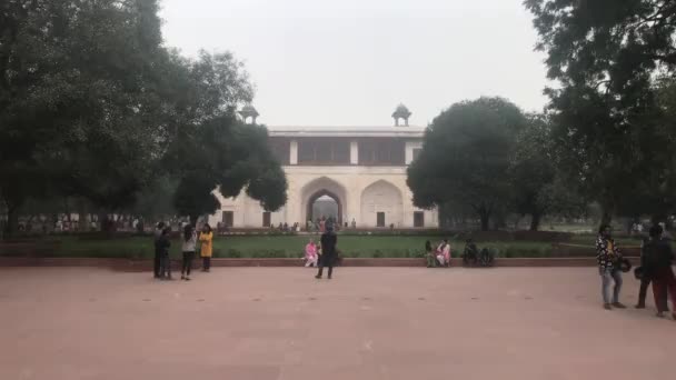 New Delhi, India, 11 november 2019, toeristen geclusterd voor een follow-up tour — Stockvideo