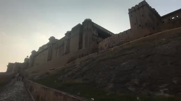 Jaipur, India, November 05, 2019, Amer Fort, stylish wall structure from the past — 비디오