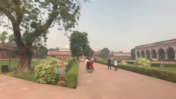 Agra, Índia, 10 de novembro de 2019, Forte de Agra, turistas vão passear — Vídeo de Stock