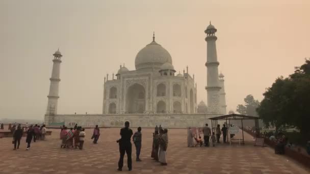 Agra, India, November 10, 2019, Taj Mahal, tourists on a pass check before entering — 图库视频影像